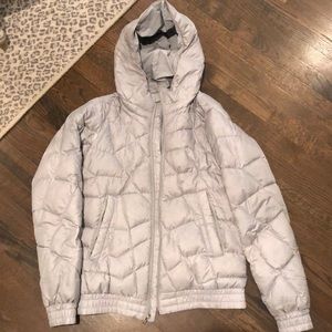 Patagonia platinum puffer with hood